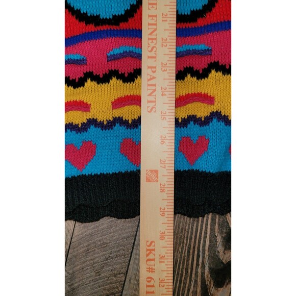Women's Adele Knitwear USA VTG Knitted Sweater Color Block Hearts Geometric XL - Picture 8 of 10
